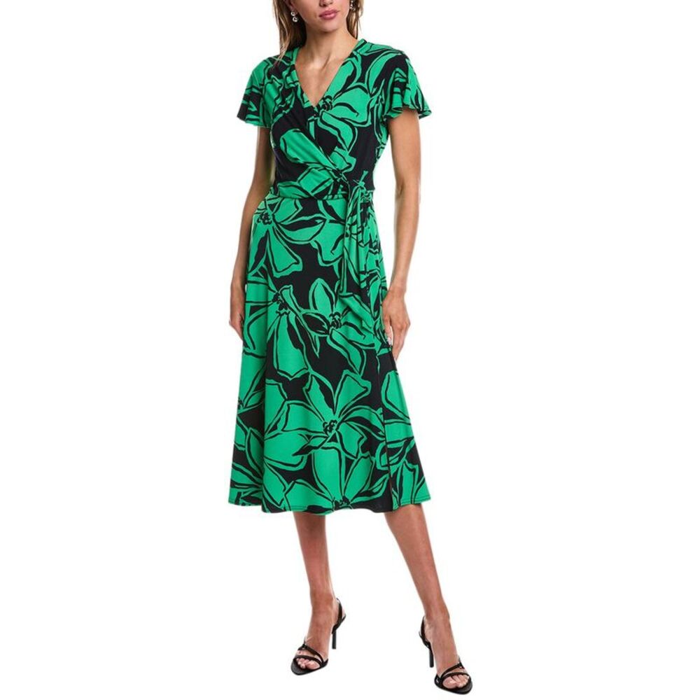 Joseph Ribkoff Womens  Midi Dress, Blue and green pattern dress